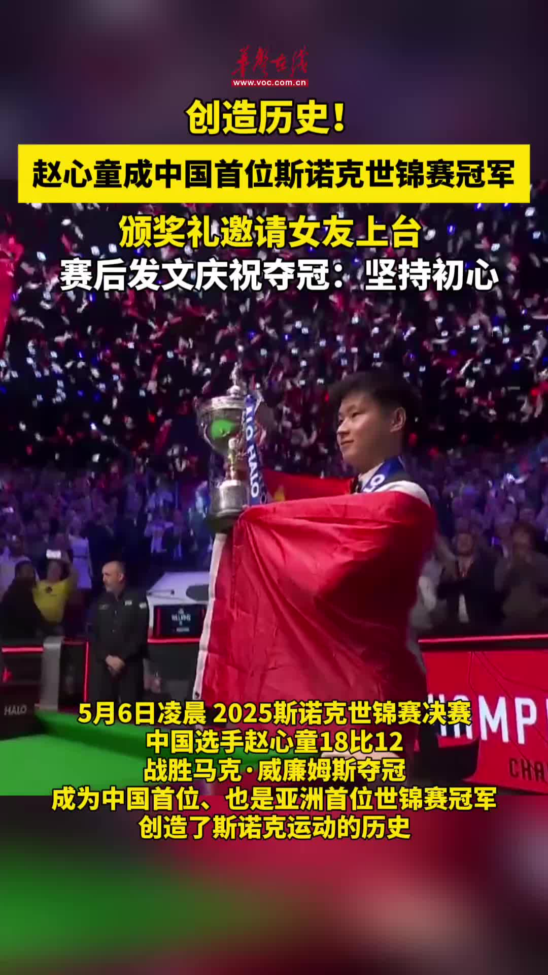 趙心童斯諾克世錦賽奪冠