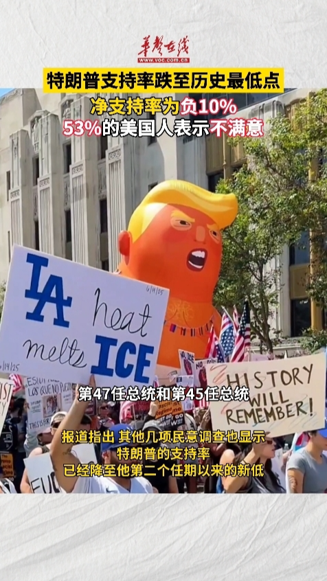 特朗普支持率跌至历史最低点