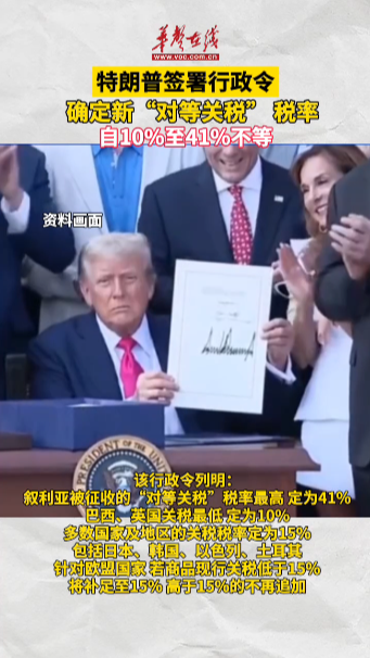 特朗普簽署行政令確定新對(duì)等關(guān)稅稅率
