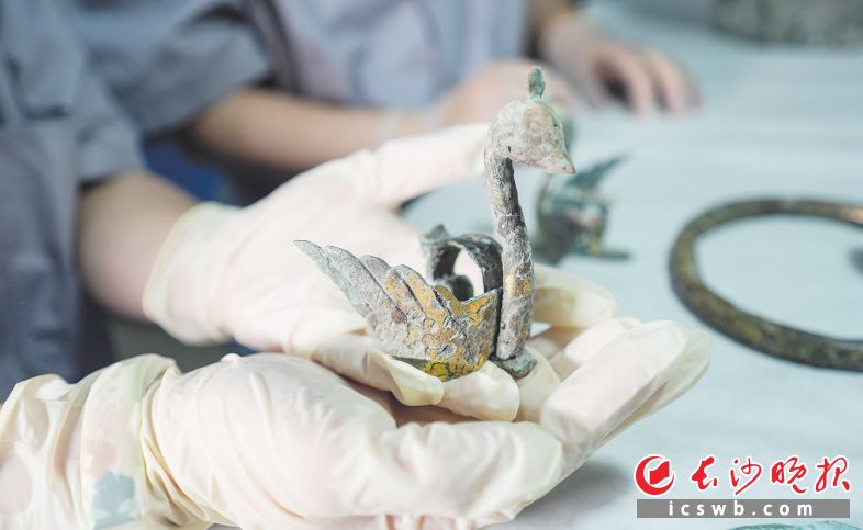 長沙90后修復師讓西漢銅燈、鎏金銅鳥重現(xiàn)漢代工藝