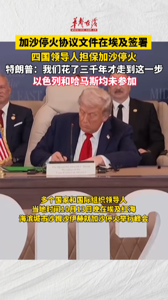 加沙?；饏f議文件在埃及簽署 四國領導人擔保加沙停火