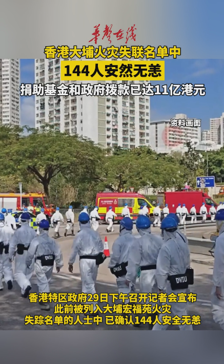 香港大埔火灾此前失踪名单中144人确认安全