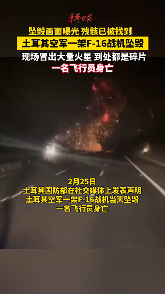 土耳其空军一架F-16战机坠毁