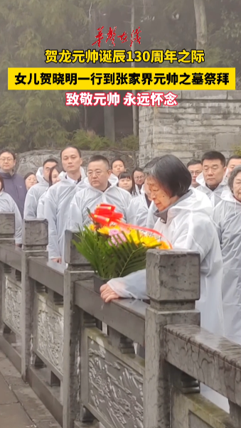 贺龙女儿贺晓明一行到张家界元帅之墓祭拜