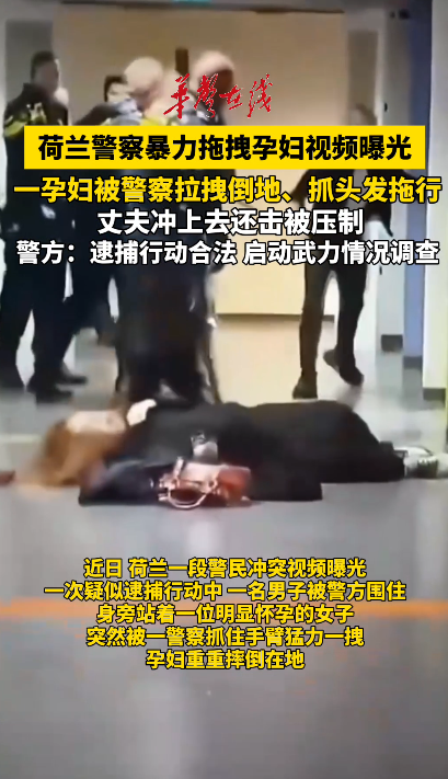 荷兰警察暴力拖拽孕妇视频曝光