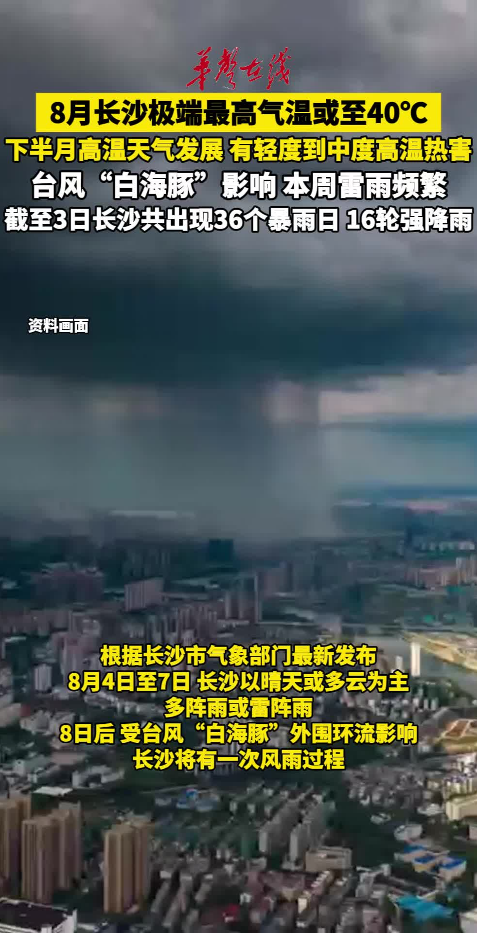 8月长沙极端最高气温或至40℃